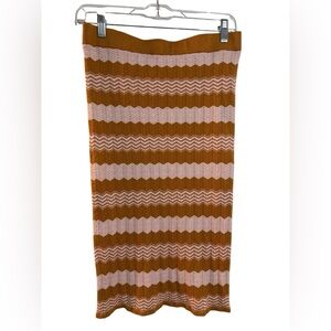 Forever 21 Orange, Pink and Cream Striped Pencil Skirt
